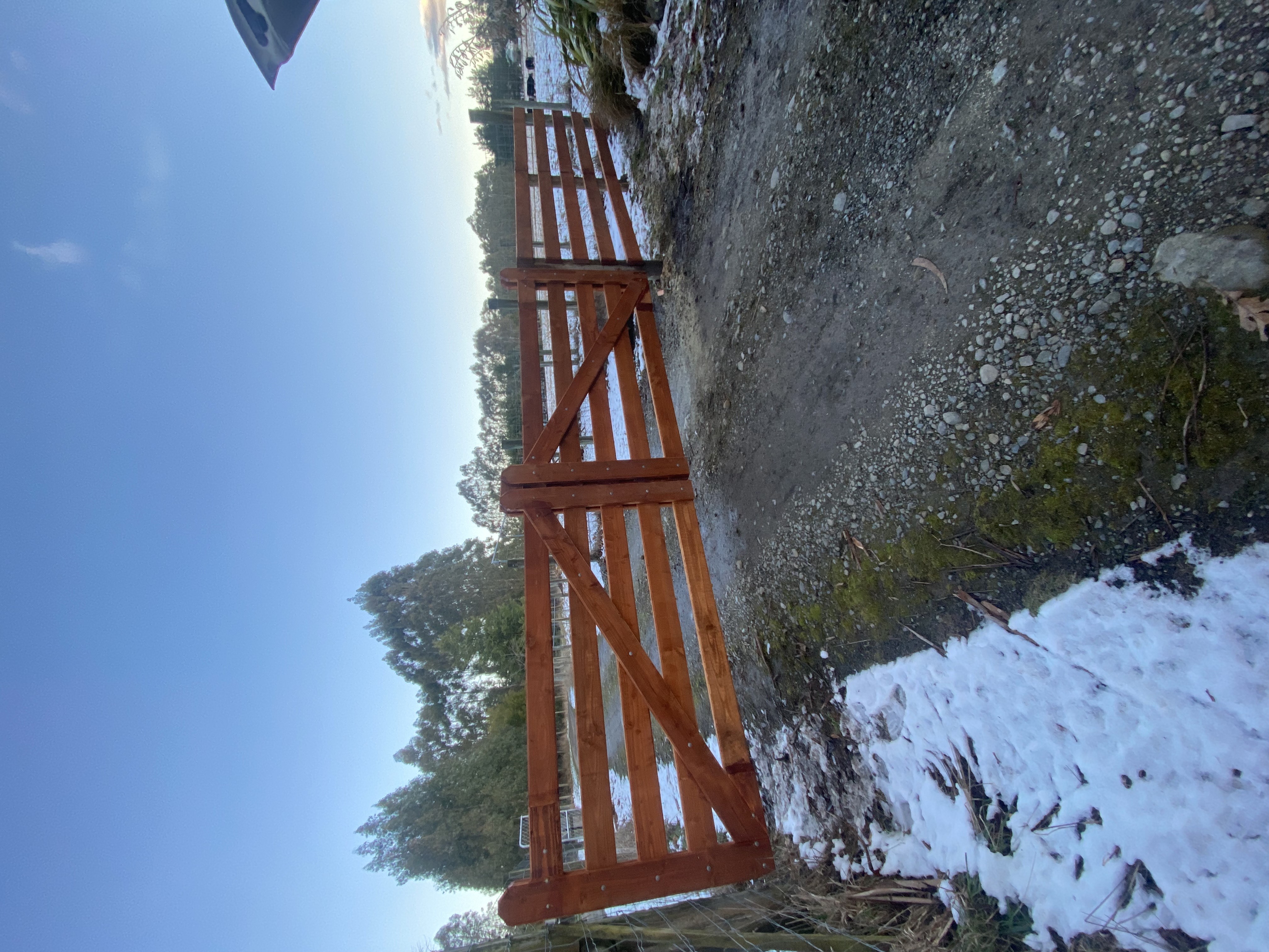 Snow-capped driveway gates